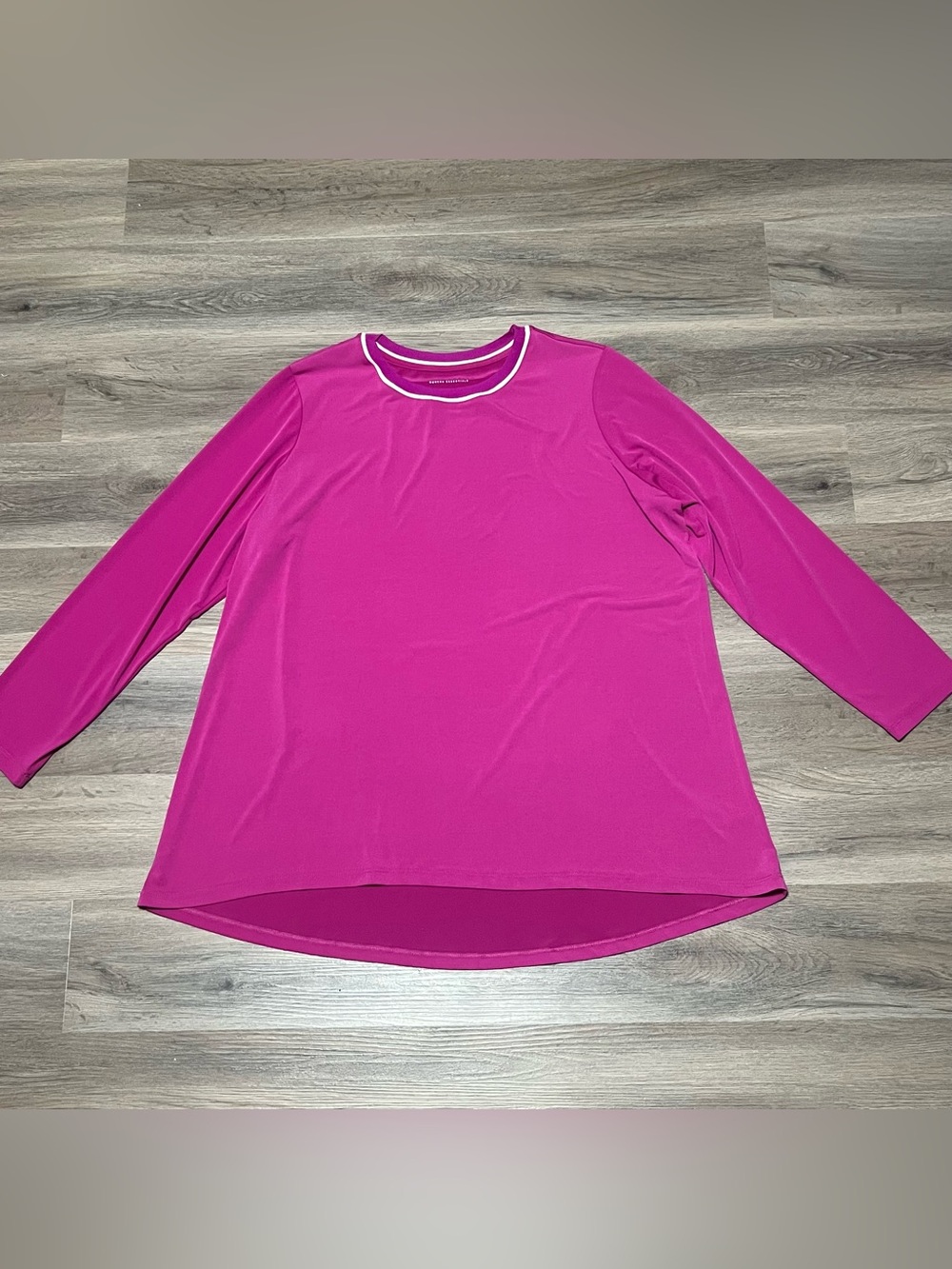 Susan Graver Women’s 1X Top Modern Essentials Pink Long Sleeve Knit Stretch Plus